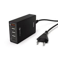 Hama 183264 Charging Station, 5-way (1x QC 3.0, 1x USB Type-C, 3x USB), 8 A, black