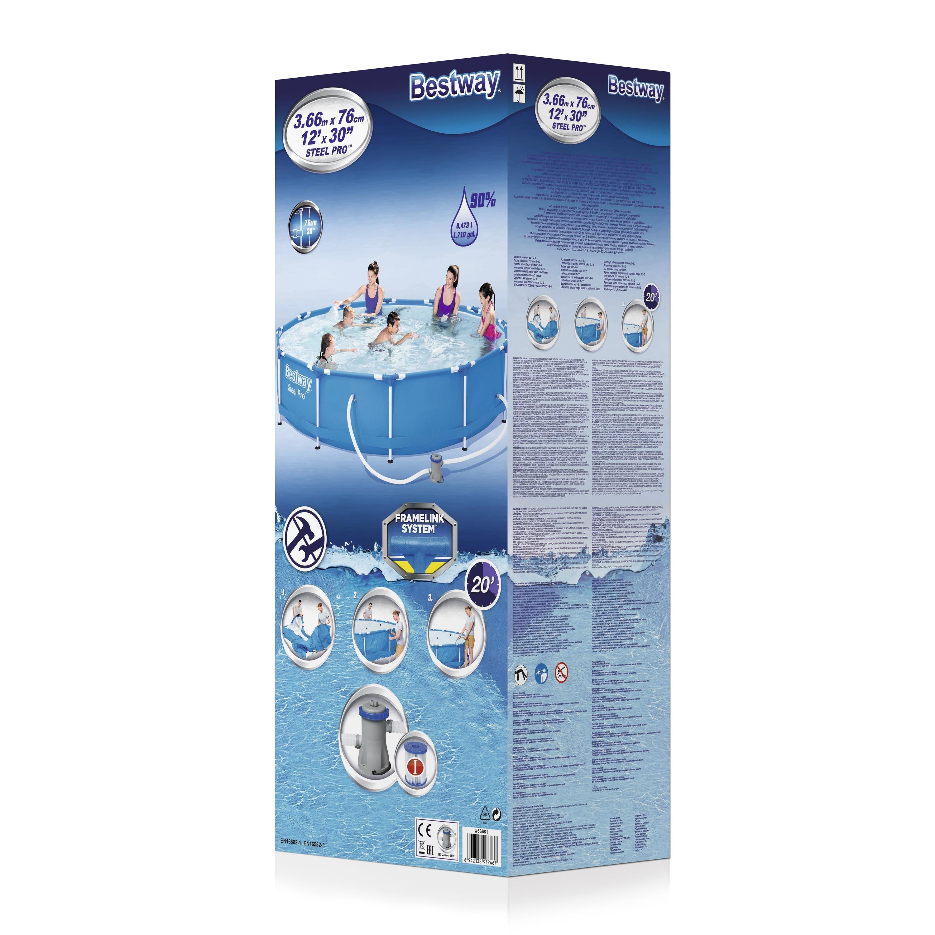 BWAY POOLSET STEELPRO 366X76CM