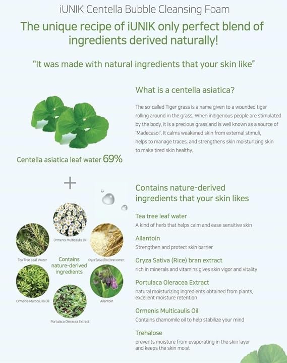 IUNIK Centella Bubble Foaming Vegan Facial Cleanser