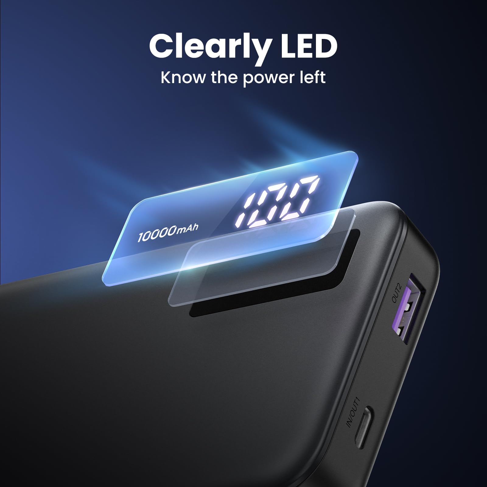UGREEN PB311 10000mAh 22.5W Fast Charging Power Bank with USB-C and USB-A Ports, Black