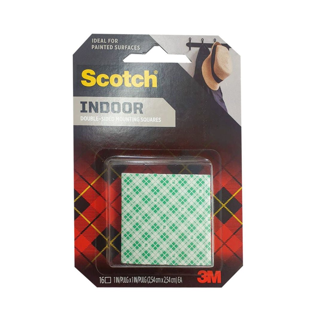 3M Scotch Indoor Double-Sided Mounting Squares Tape, 1/2"X75"