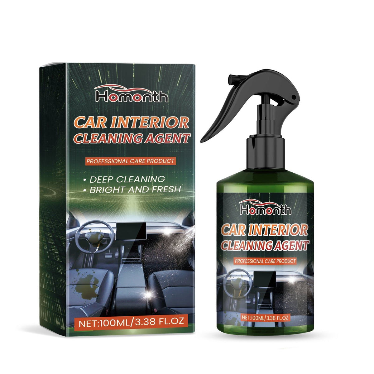 Car Interior Cleaner, Multi-Functional Decontamination, Odor Removal, Quick & Safe Cleaning ,100ml