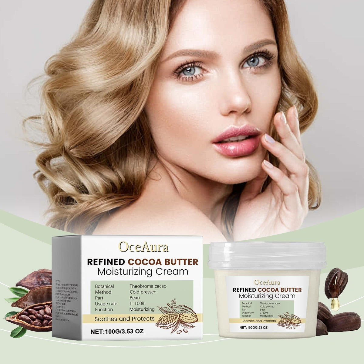 Cocoa Butter Moisturizer, Nourish and Hydrate, Smooth Skin, Natural Glow ,100g