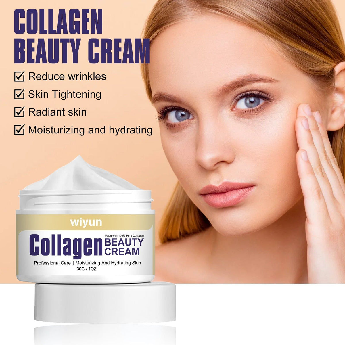 Anti-Wrinkle Firming Collagen Cream, Deep Moisturizer, Smoother Skin, Youthful Glow ,30g