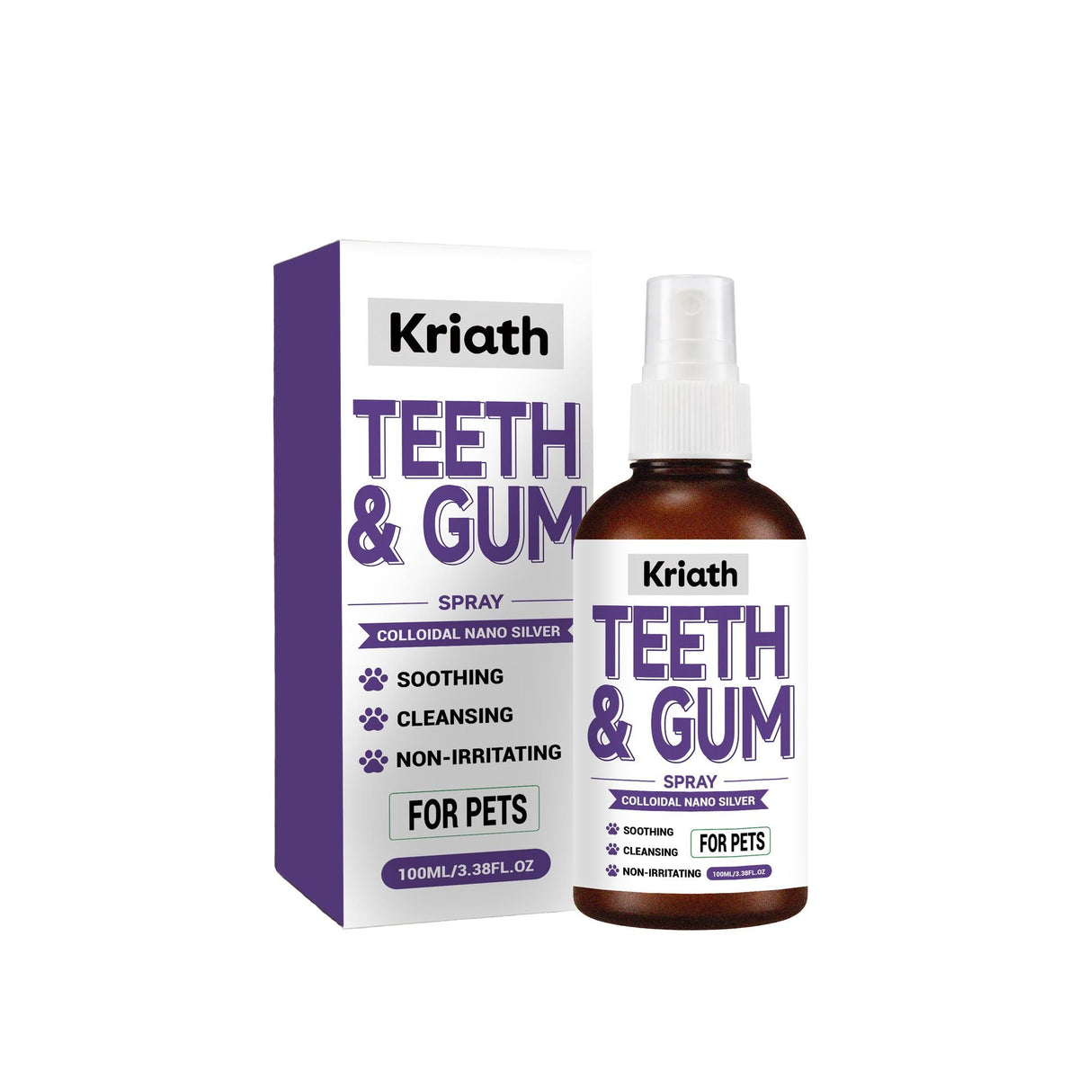 Kriath Pet Teeth & Gum Spray 100ml - Breath Freshener & Oral Cleanser for Dogs