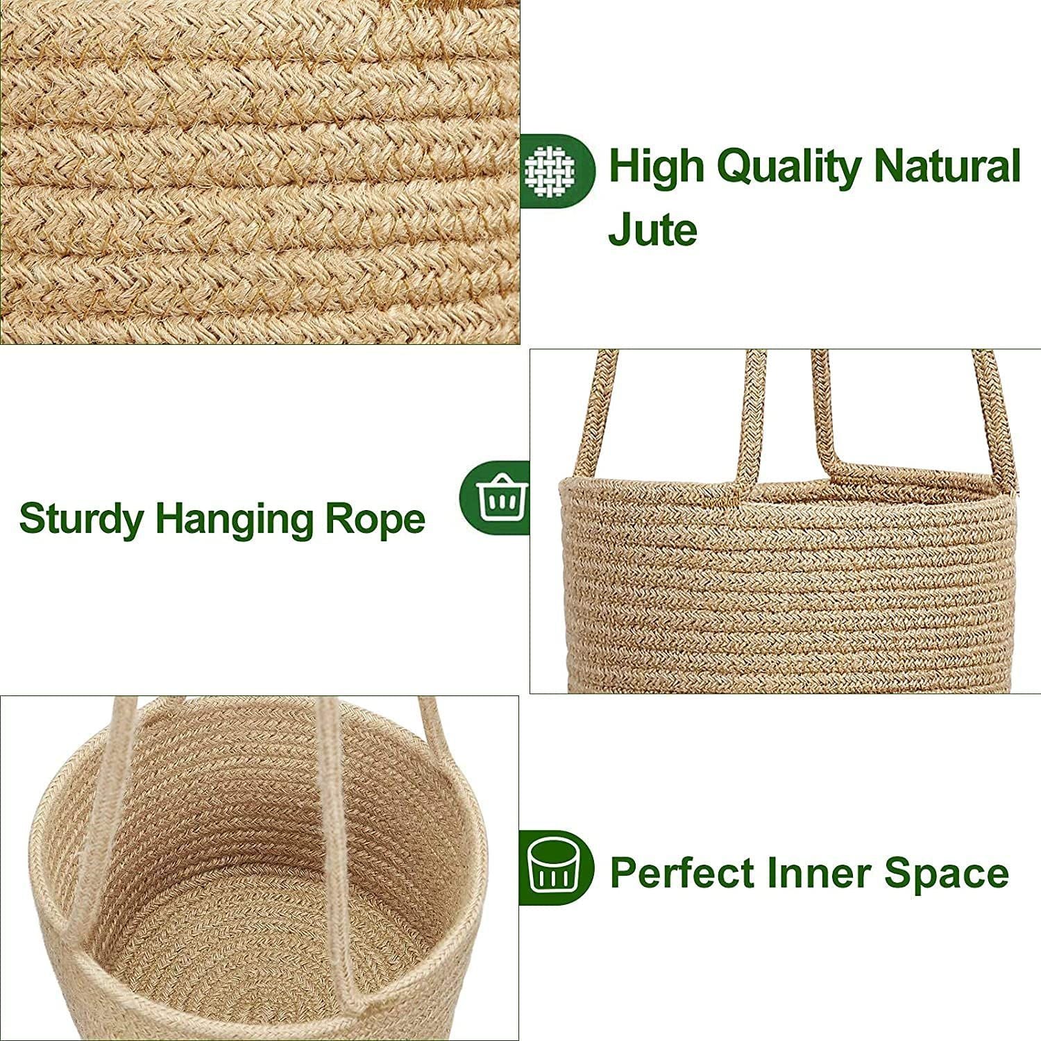 AIESY® Indoor Cotton Cord Hanging Planter Woven Basket