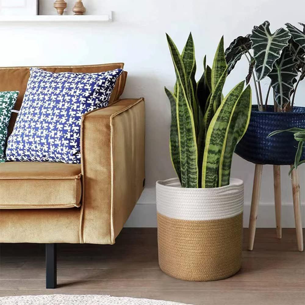 1Pcs Mini Woven Jute Cotton Rope Plant Storage Basket