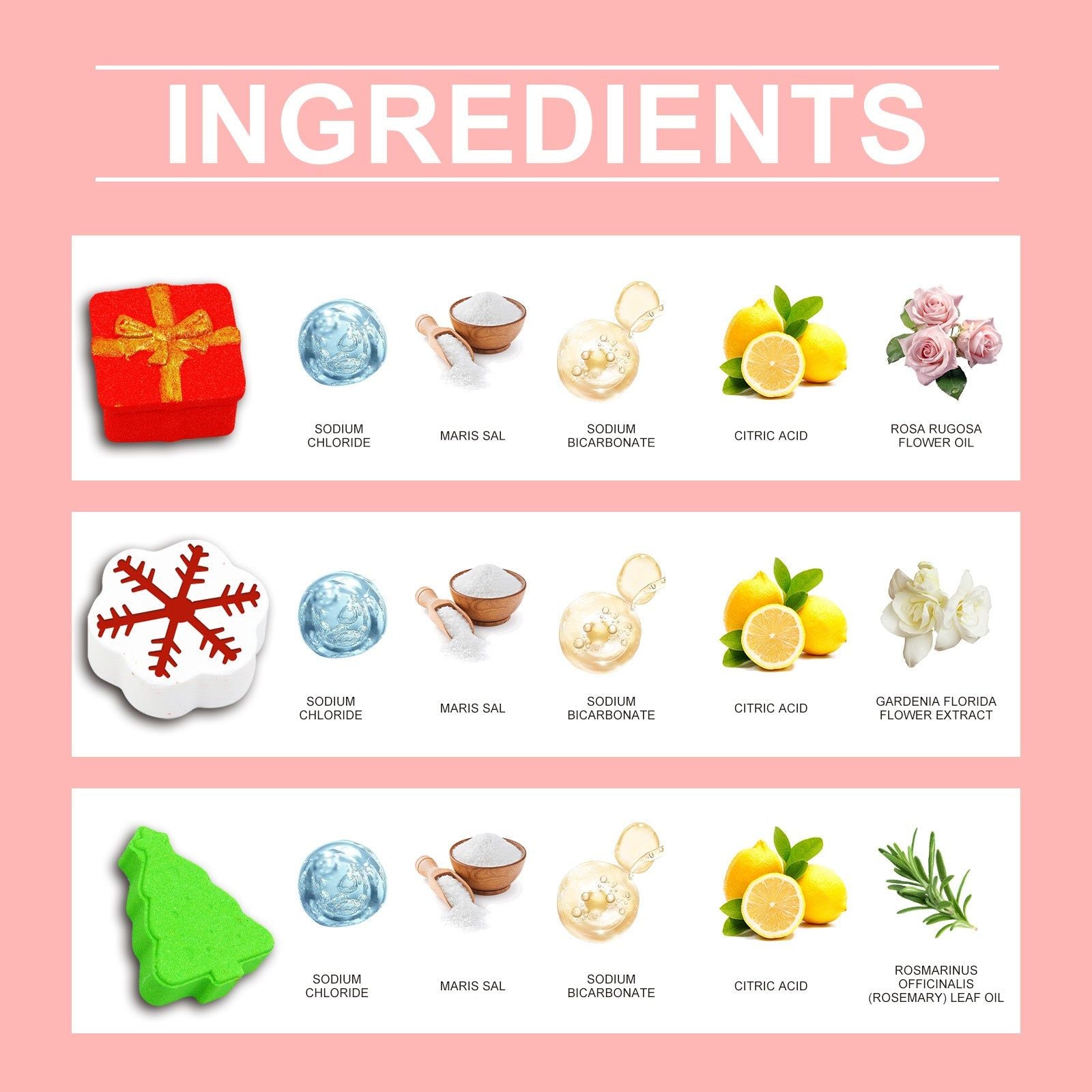 Christmas Bath Ball Set, Body Cleansing, Moisturizing, Relaxing Fragrance ,120g