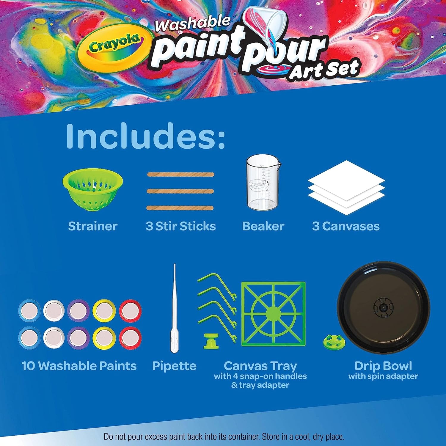 Crayola Washable Paint Pour Art Set, 20+ Pieces