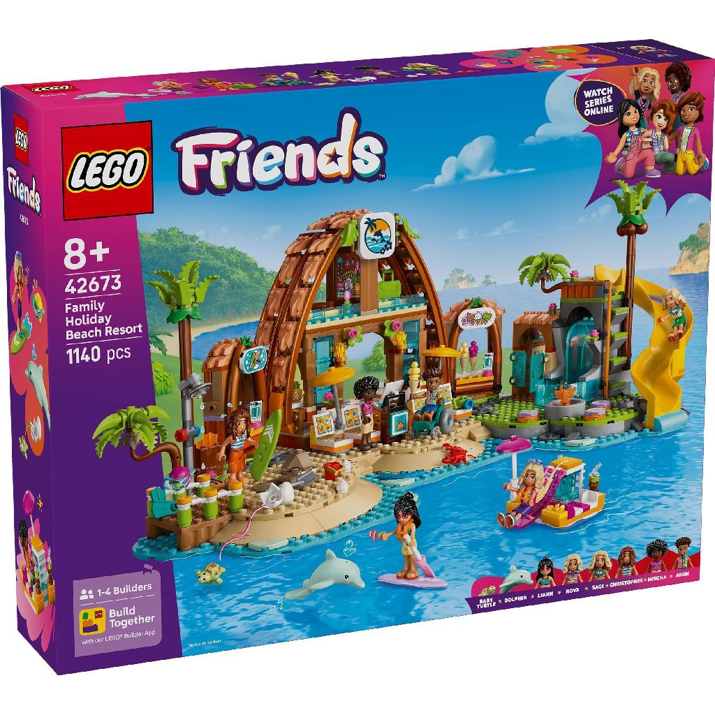 LEGO Friends Family Holiday Beach Resort Building Set for Ages 8+, 1,140 Pieces