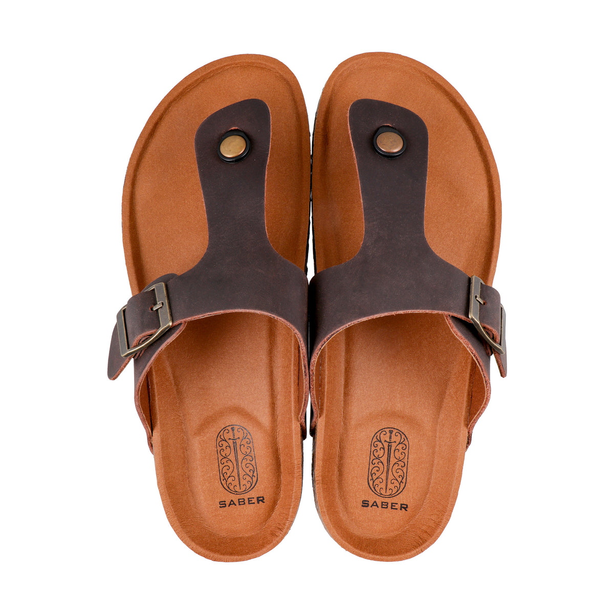 SABER BIRK -1 Men's Genuine Leather Sandals with Cork-Latex Footbed & EVA Sole