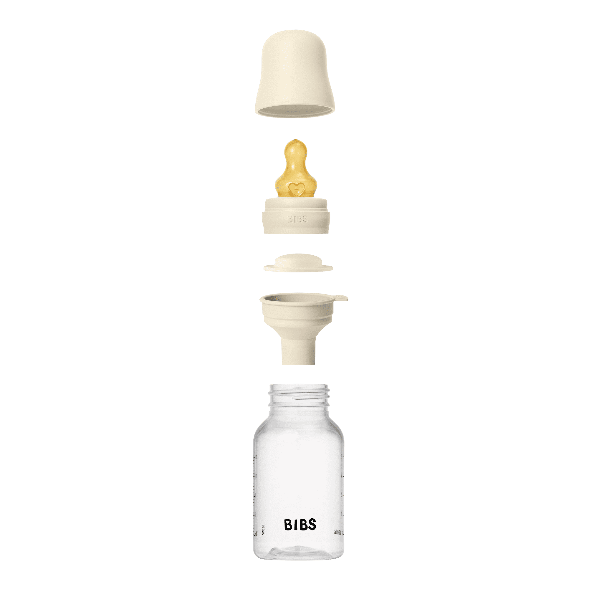 BIBS Baby Bottle with Round Latex Nipple – 150 ml Slow Flow | Ivory