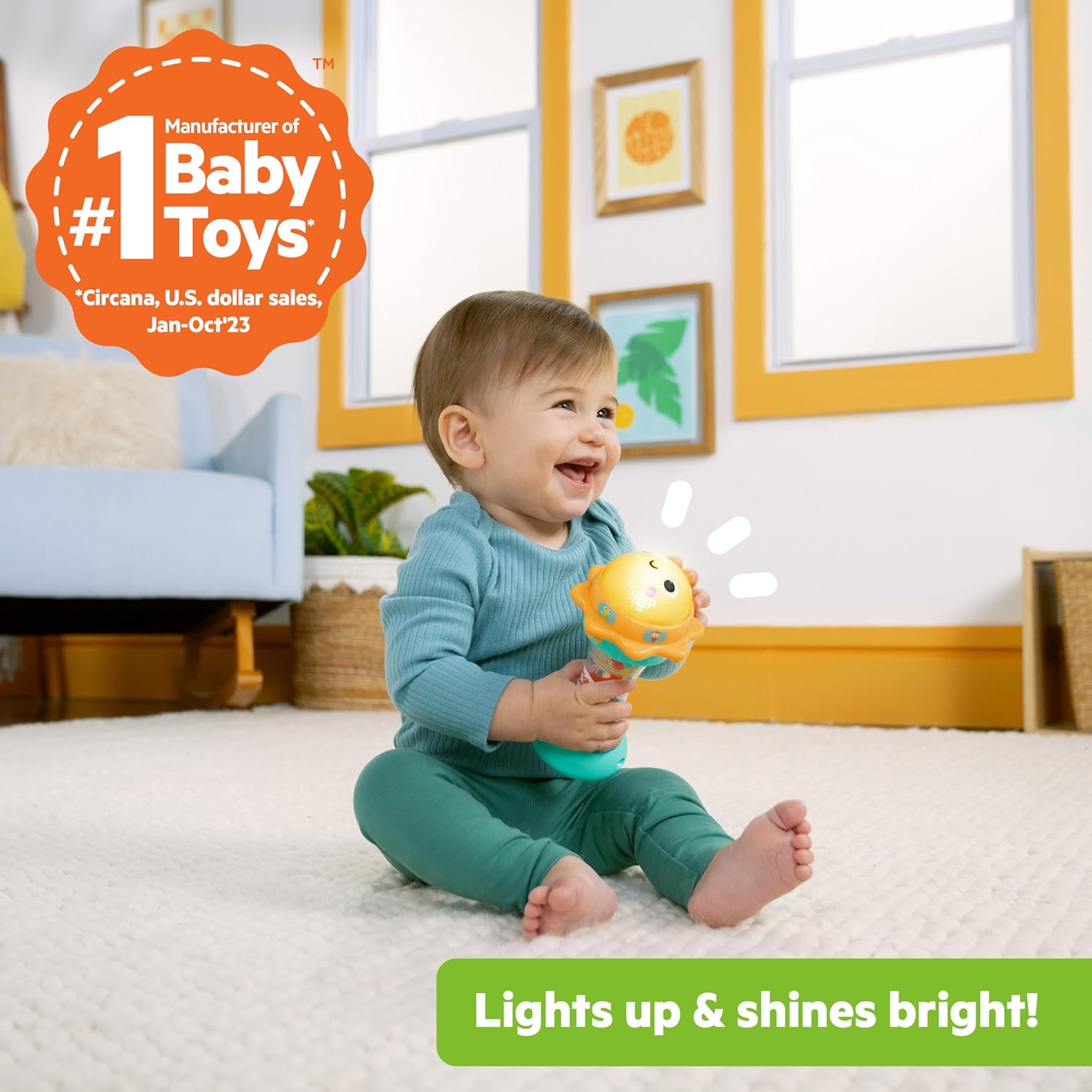 Bright Starts Lights & Giggles Just for Sun Flashlight Toy, (17.9 cm)