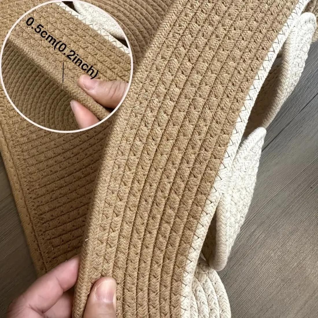 AIESY® Live Beautiful ! Semi-Circular Cotton Bath & Door Mat, Reversible Braided Design with Decorative Semi-Circle Pattern (Farmhouse, 80X45 cm)