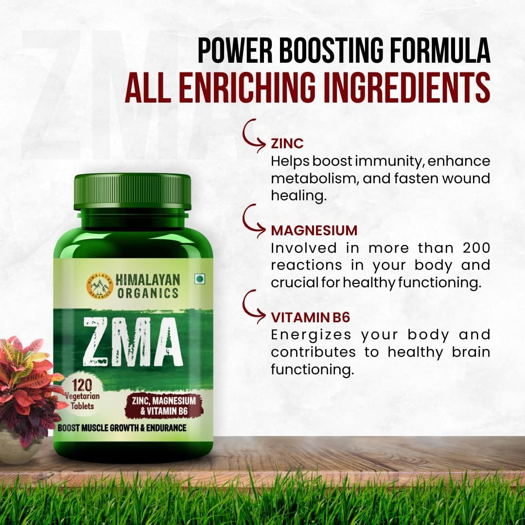 Himalayan Organics ZMA (Zinc, Magnesium & Vitamin B6) 120 Tablets