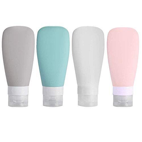 4 Pack Silicone Travel bottle Leak Proof Squeezable Travel Accessories Toiletries Containers