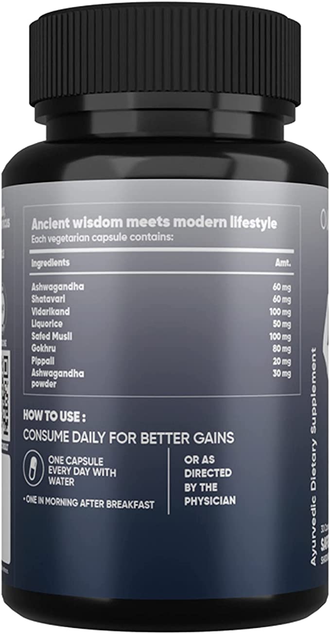 Aadar Power Build, Ayurvedic Real Muscle Mass Gainer, Improves Performance 30 Capsules (Pack 1)