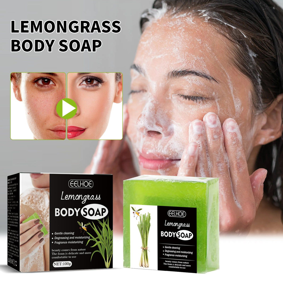 Brightening Hydrating Cleansing Soap, Easy Stain and Oil Removal, Refreshing Skin ,100g