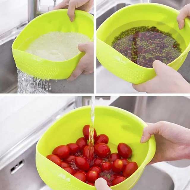 Rice Washing Filter Strainer Basket - Multi-Function Fruit & Vegetable Drainer Bowl for Kitchen Use