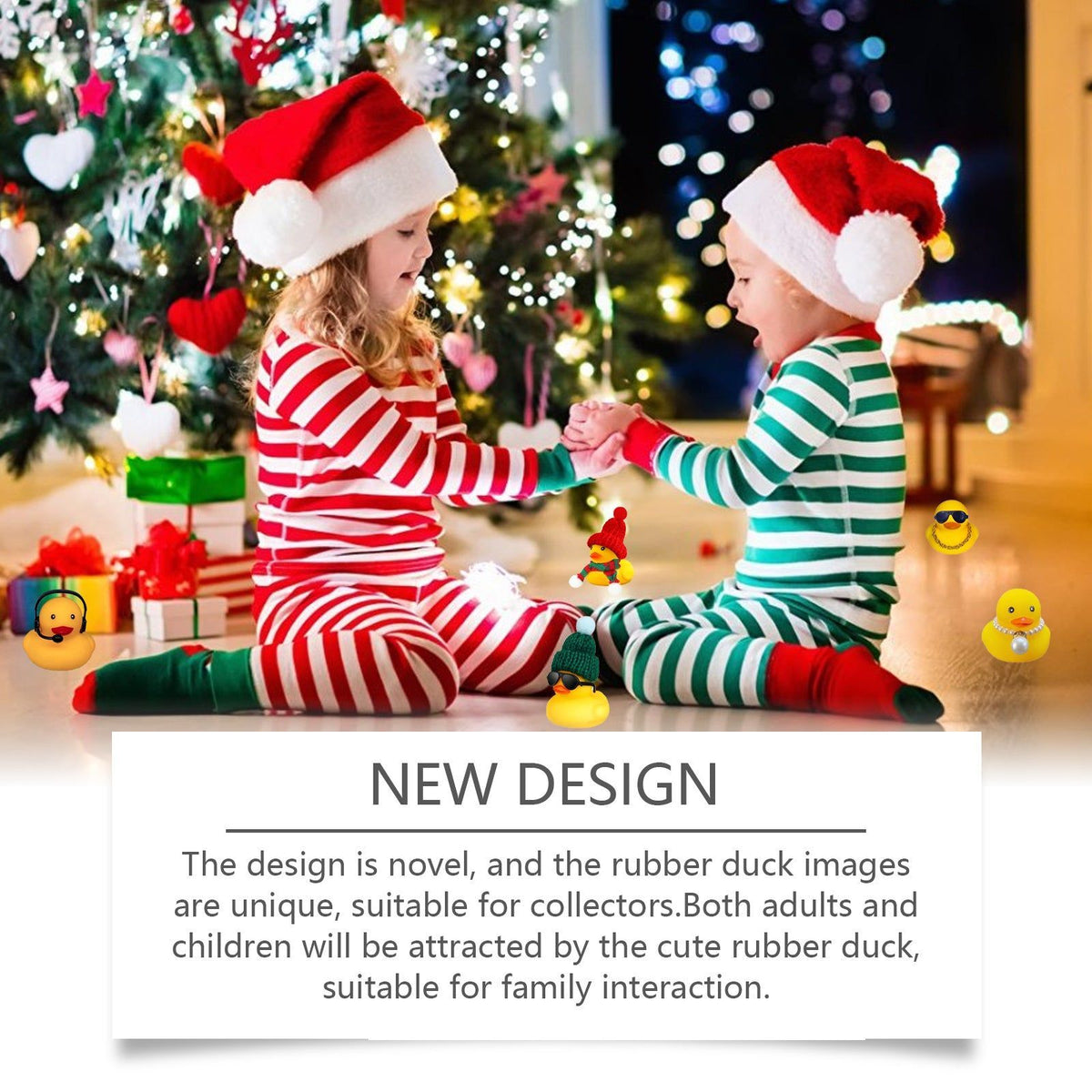 24 Days Christmas Calendar Blind Box, Cute Rubber Duck Collectible Toy, Holiday Surprise ,24 pieces