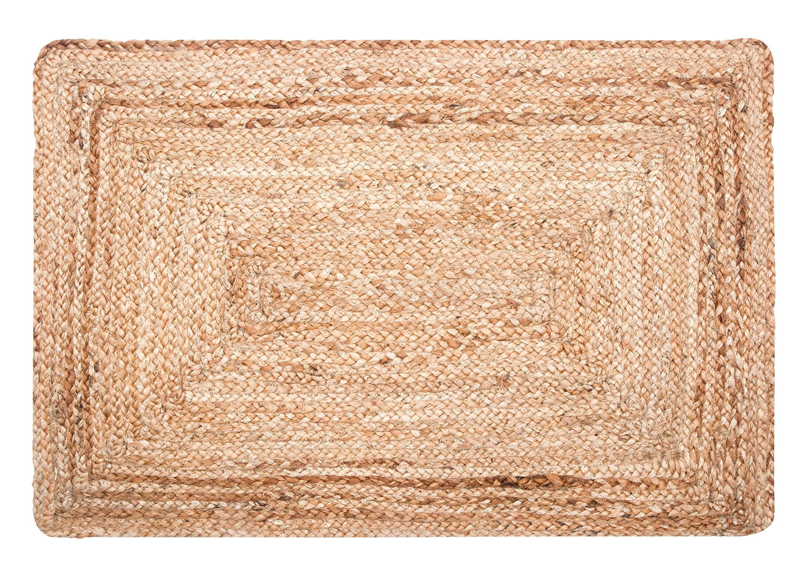 Jute Area Natural Hand Made Braided Reversible Rug 2x3