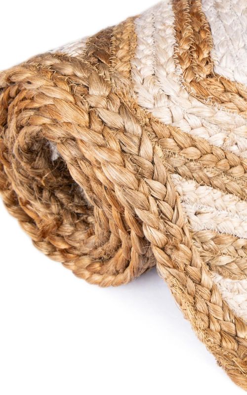 Rectangle Geometric Jute Rug in Ivory & Natural | Modern Handwoven Area Carpet