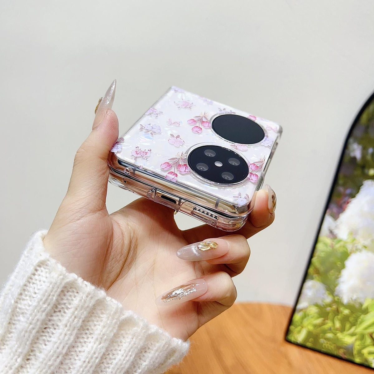 Flower Pattern PC Case For Huawei Pocket 2