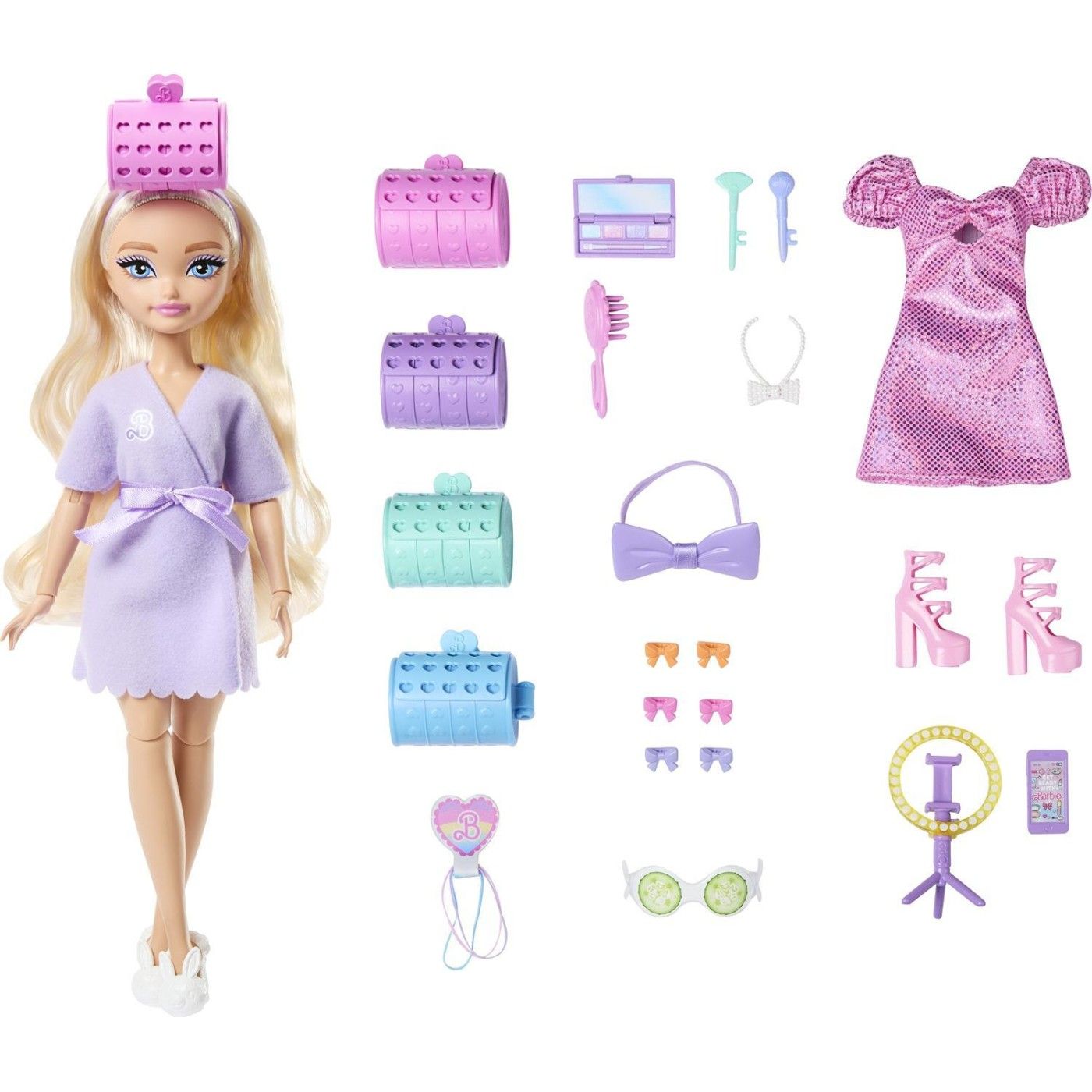 Barbie Dream Get Ready Malibu Fashion Doll, Stylized Hair with Surprise Accessories & 15+ Looks