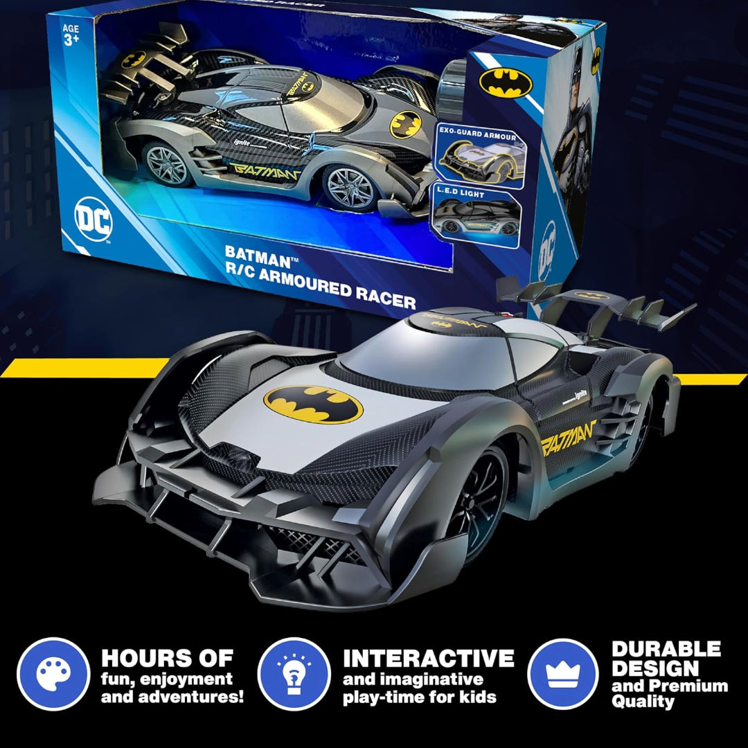 Bladez Toyz DC Batman Batman RC Armoured Racer Car 1:20, Gray, 3+ years