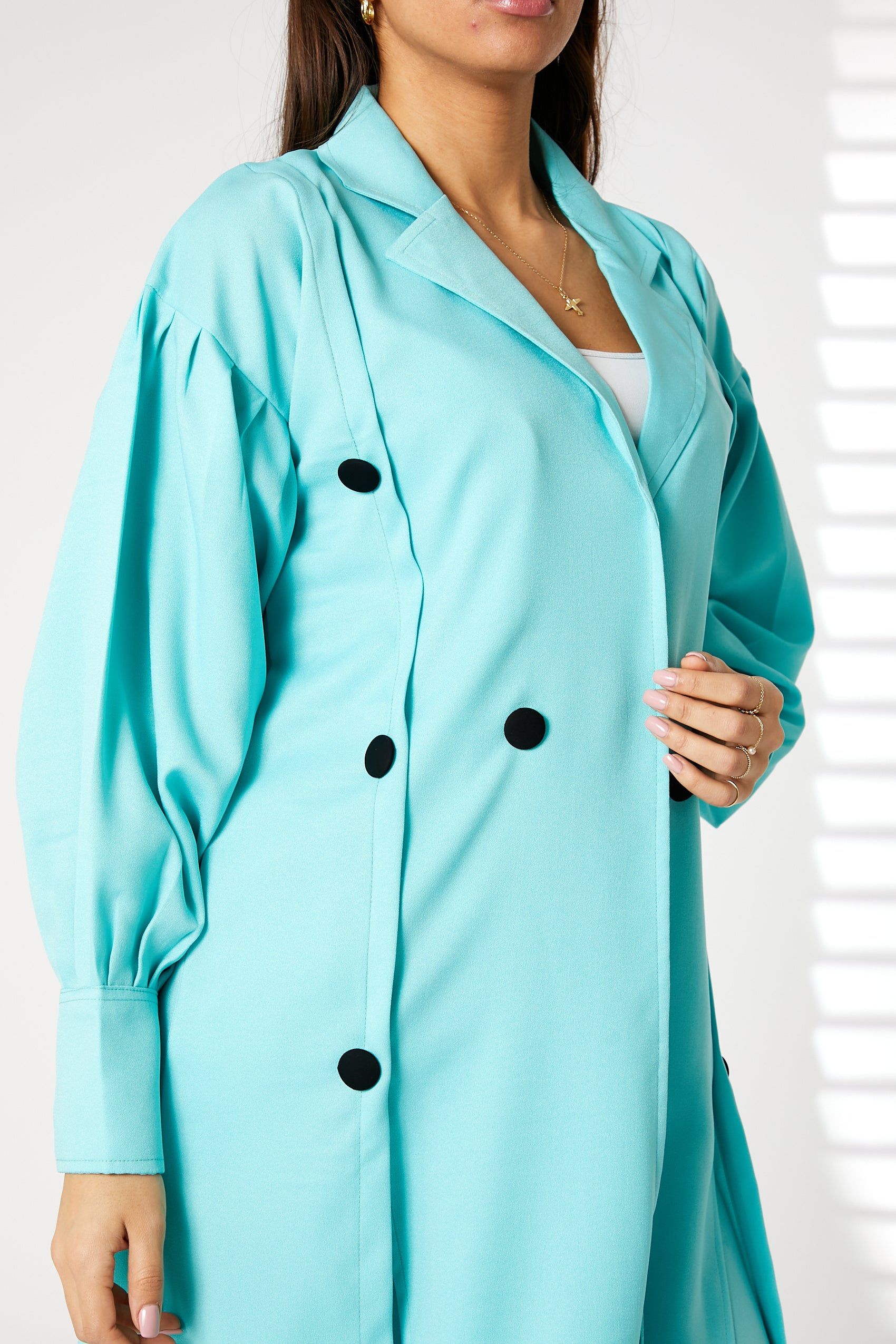 MOiSTREET Blue Mid Length Barbie Crepe Trench Coat Set