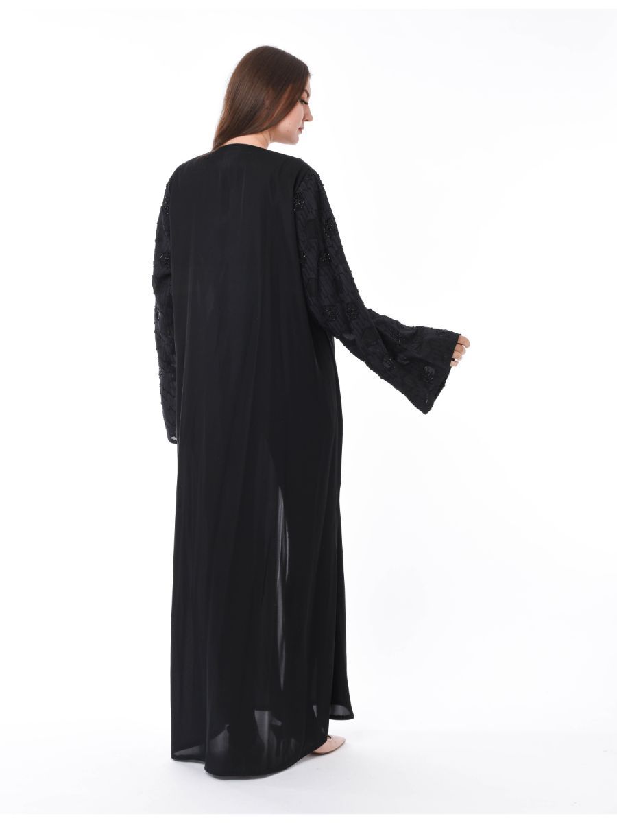 MOiSTREET Black Abaya with Hand Work
