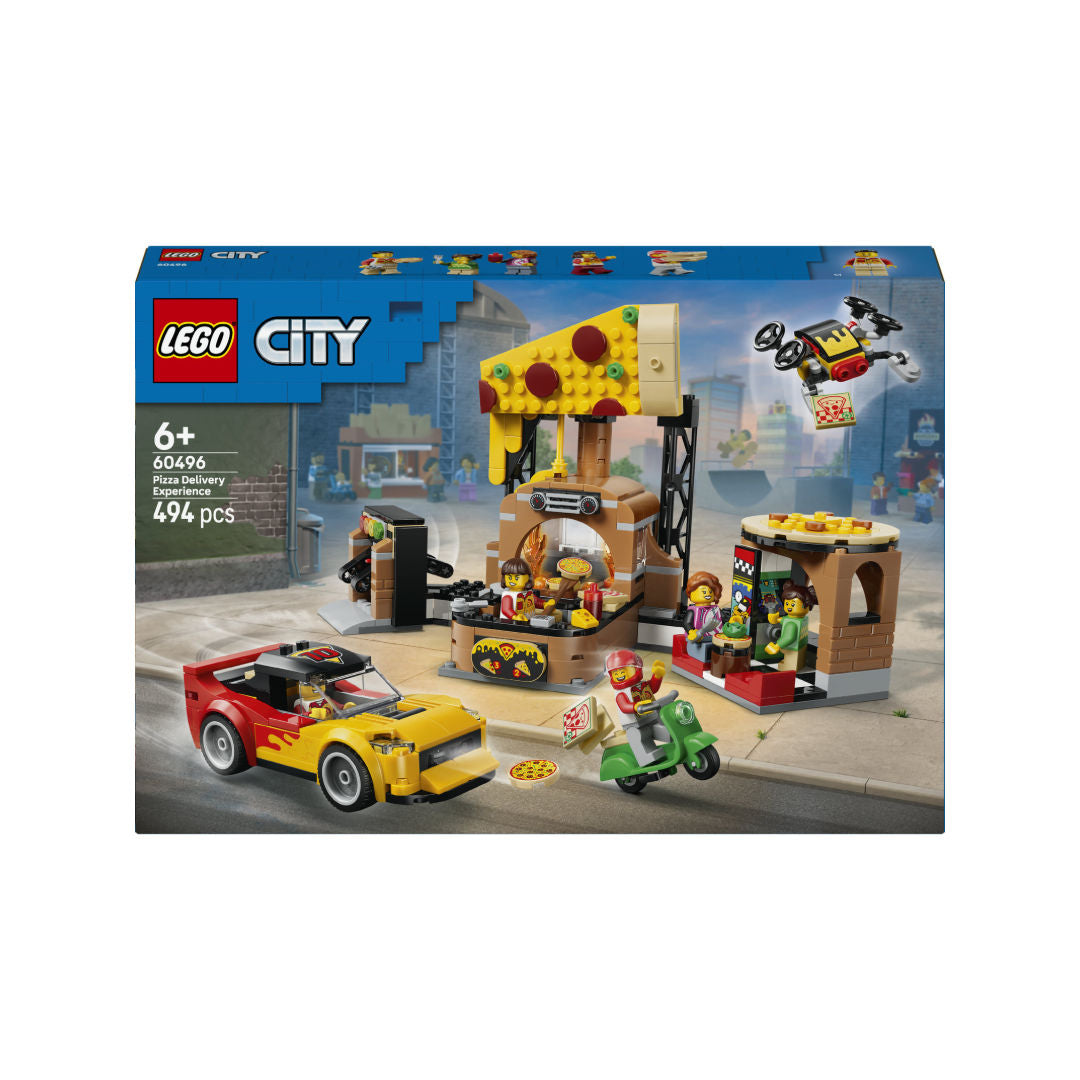 LEGO City Pizza Delivery Experience with Vehicles Toy Set, For Age 6+ Years
