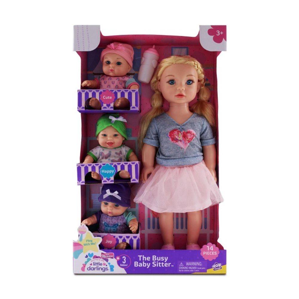 Baby Maziuna Little Darlings The Busy Baby Sitter Doll Playset, 3+ Years