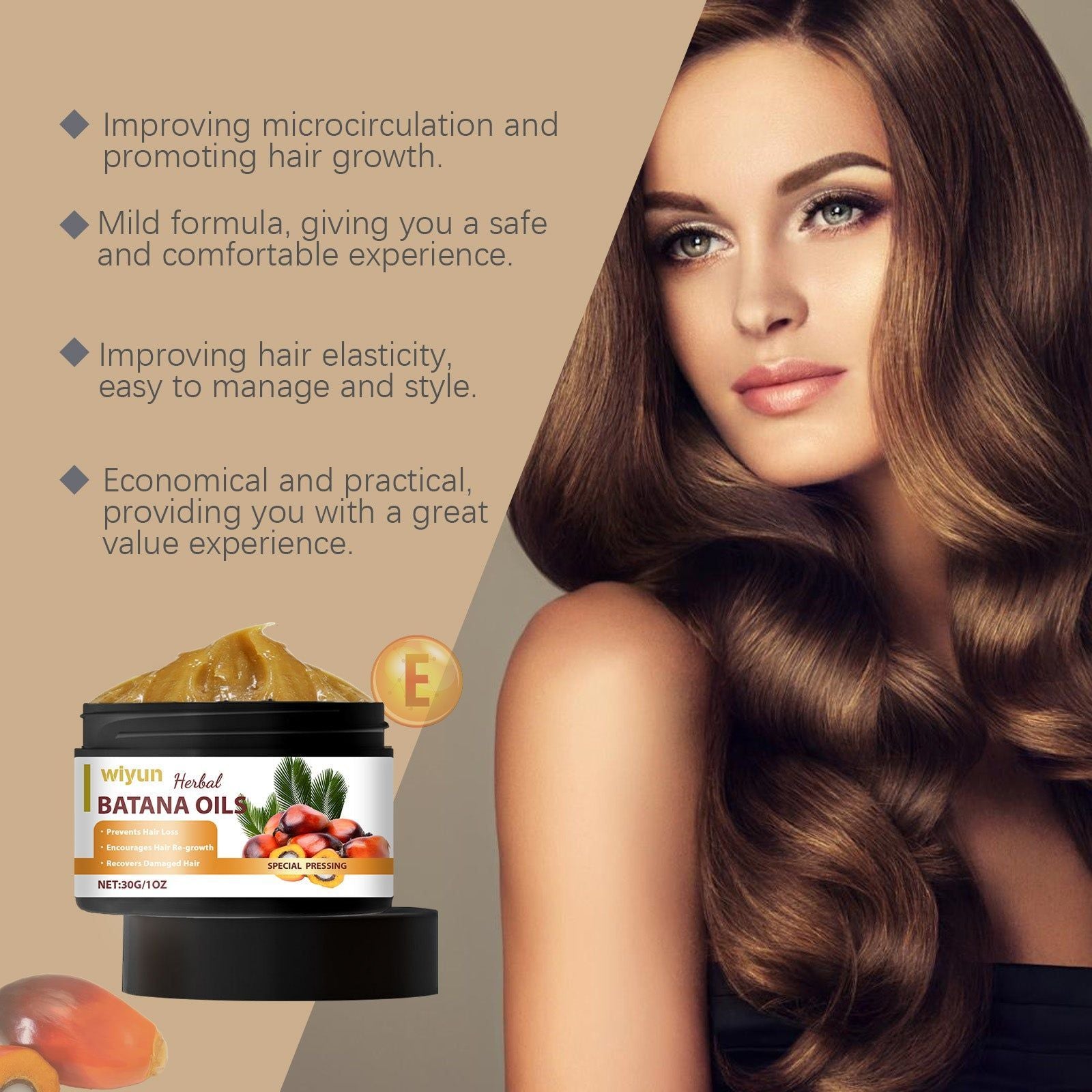 Batana Hair Care Oil, Smoothing, Moisturizing, Repair, Hair Growth, Anti-Damage ,30g