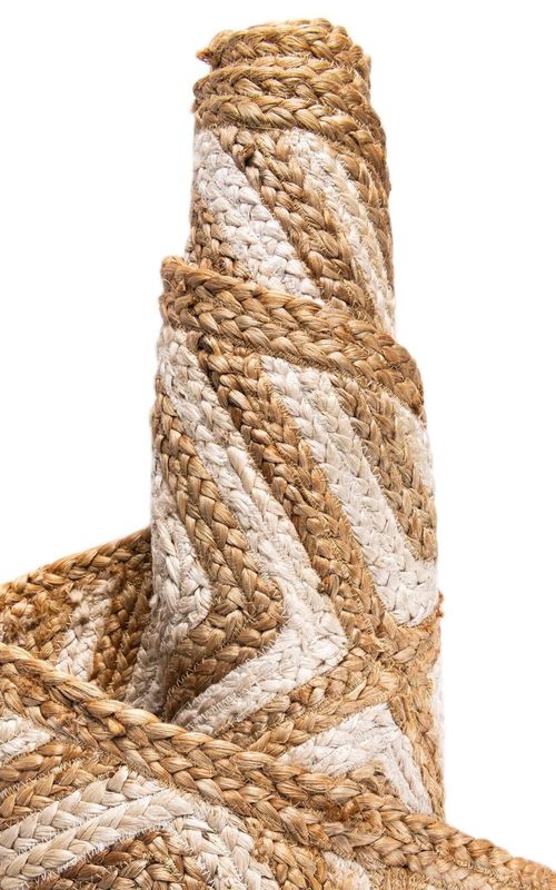 Oval Geometric Jute Rug in Ivory & Natural | Modern Minimalist Area Carpet