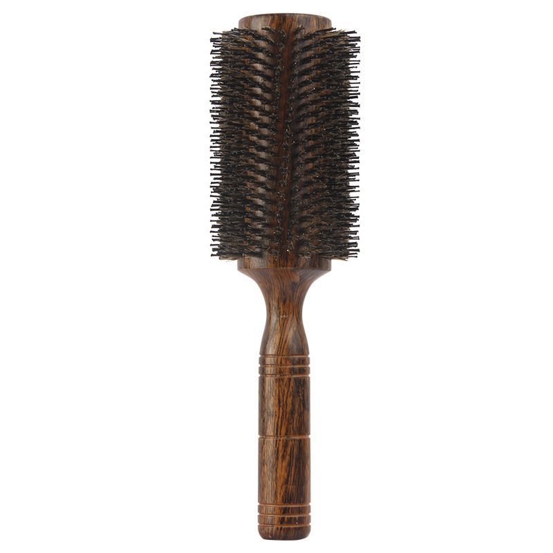 Wooden Boar Bristle Round Hair Brush for Blow Dry Styling