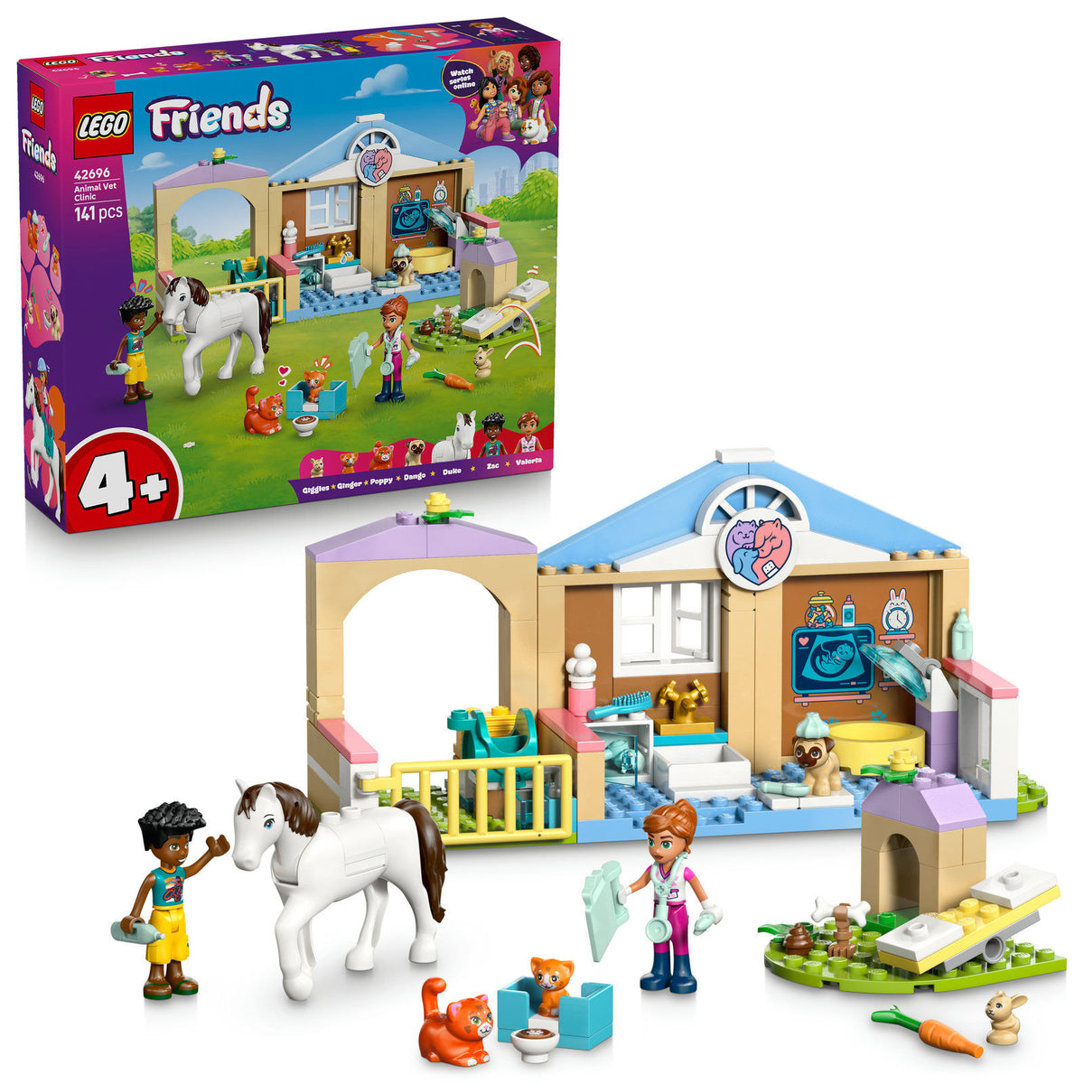 LEGO Friends Animal Vet Clinic 42696 Building Toy Set 141 Pieces, For Age 4+ Years