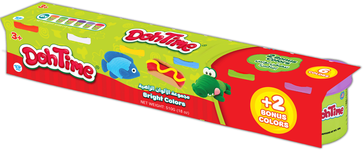DOHTIME BRIGHT COLORS 4+2 PCK 3ASST 3OZ
