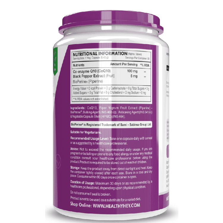 HealthyHey High Absorption CoQ10 with BioPerine - 125 mg - 60 Capsules