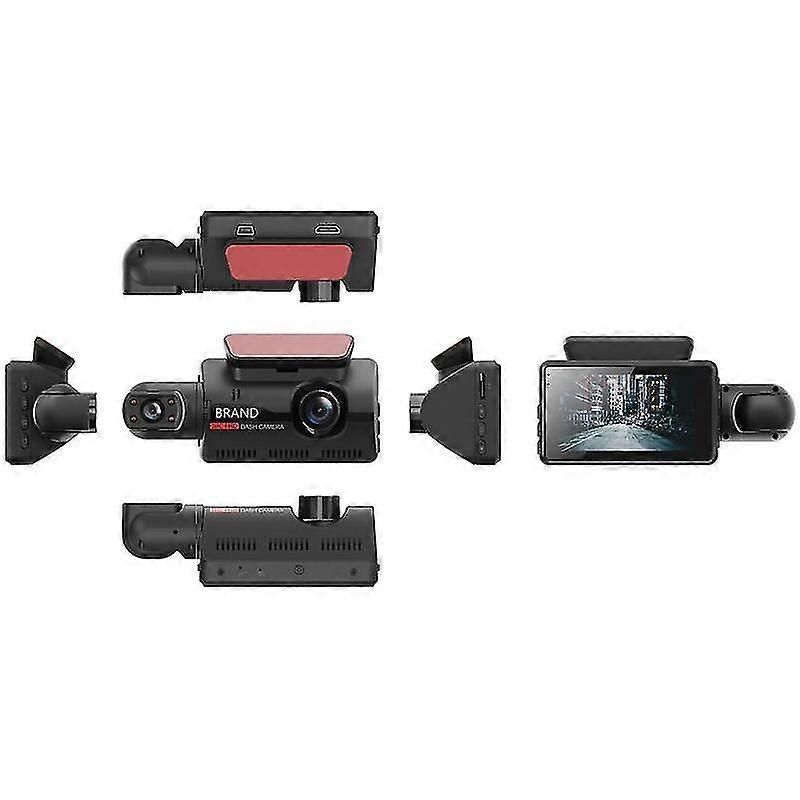 Dashcam Car Camera Front And Rear, Full Hd, 140 Wide Angle, Loop Recording, Parking Monitoring, Front + Interior, 1pc. zxin