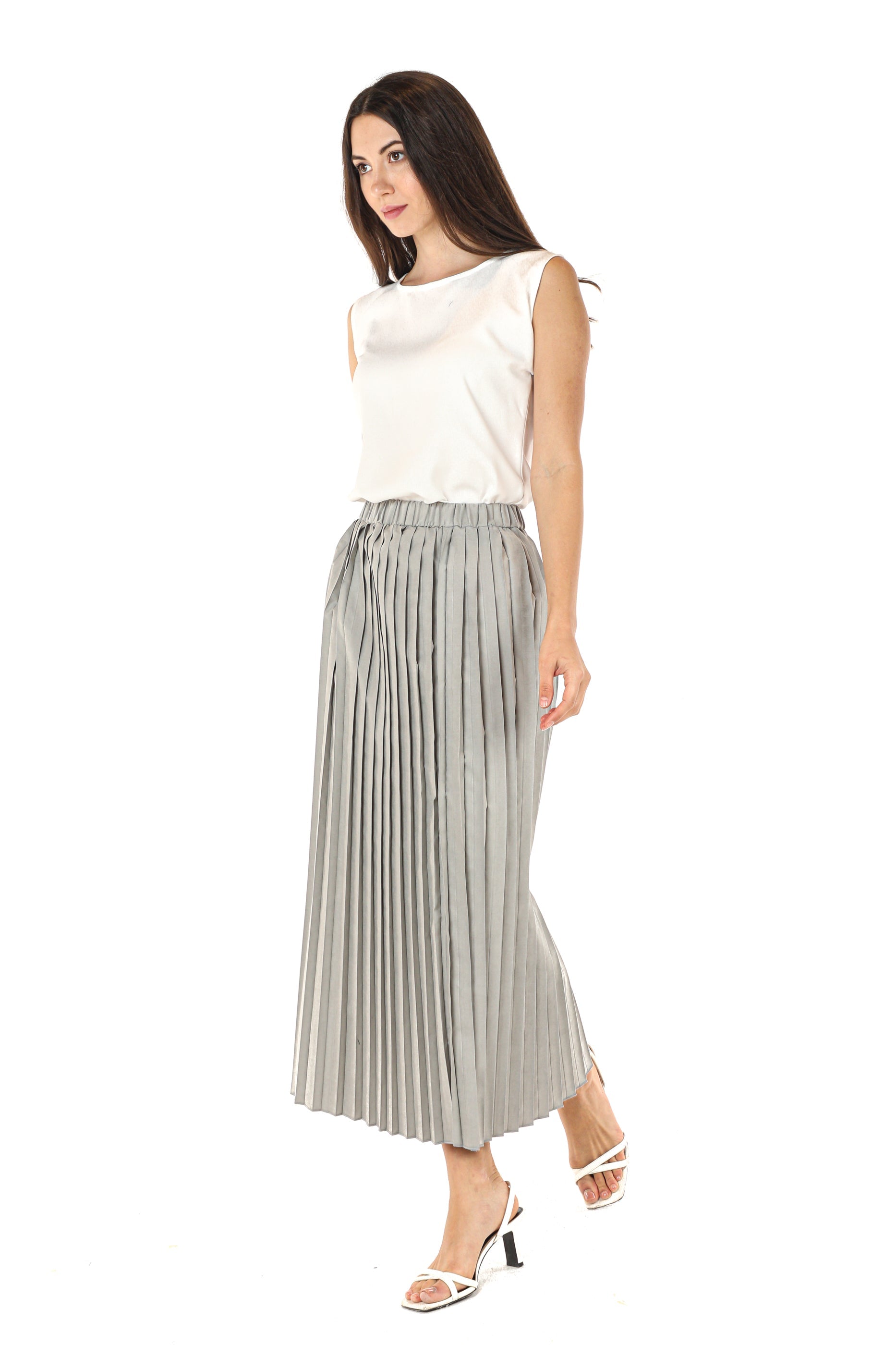 MOiSTREET Grey Shamua Pleated Skirt