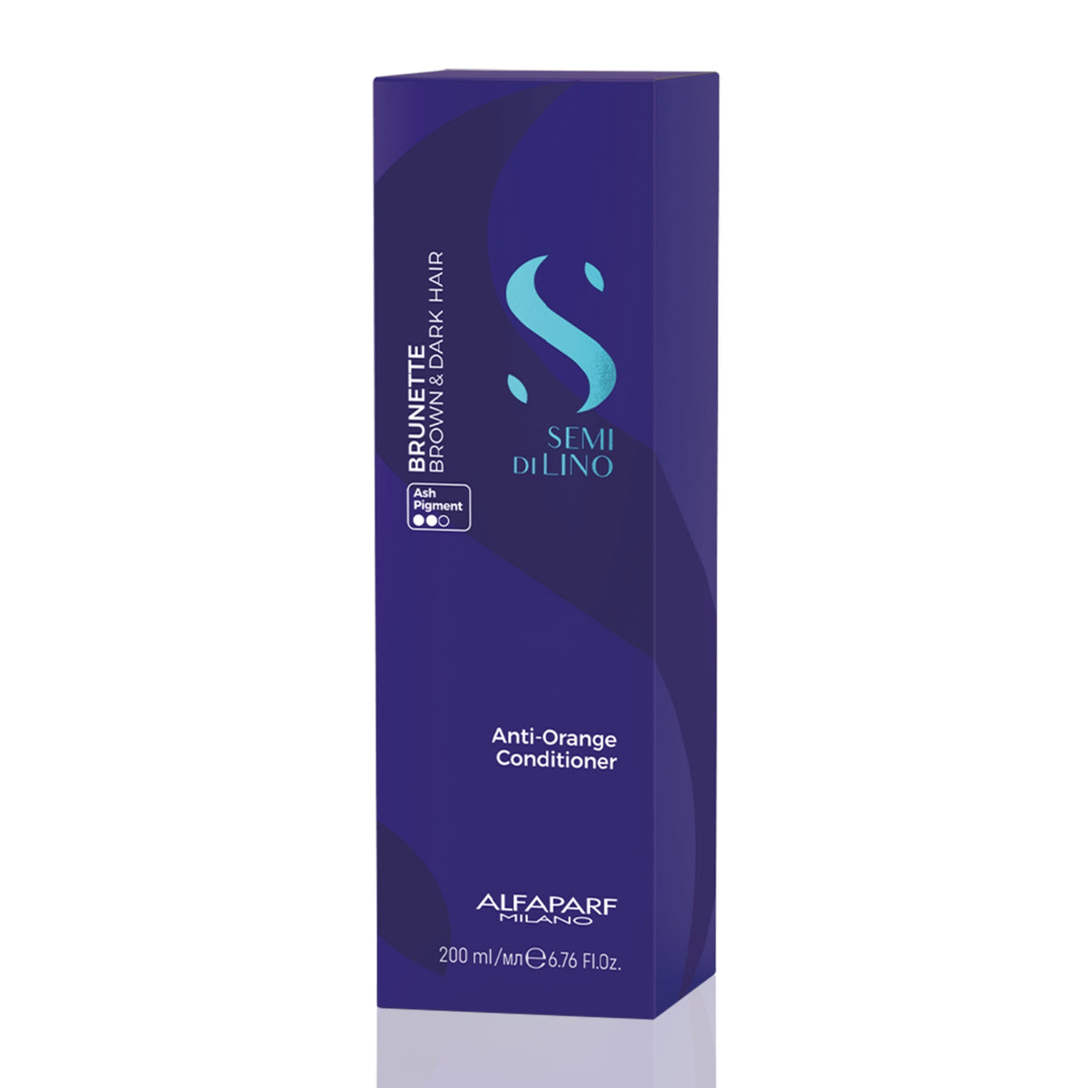 Alfaparf Milano Semi di Lino Brunette Anti-Orange Conditioner for Brown, Chestnut and Dark Hair - Paraffin Free Blue Conditioner - Removes Unwanted Orange and Brassy Tones 200 ml
