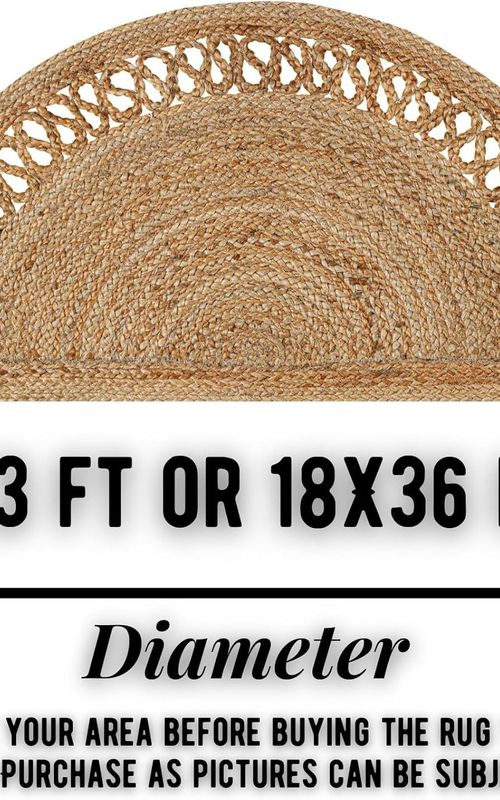 Reversible Braided Doorway Rug Eco-Friendly Half Circle 33" L for All Seasons (Beige/Black)