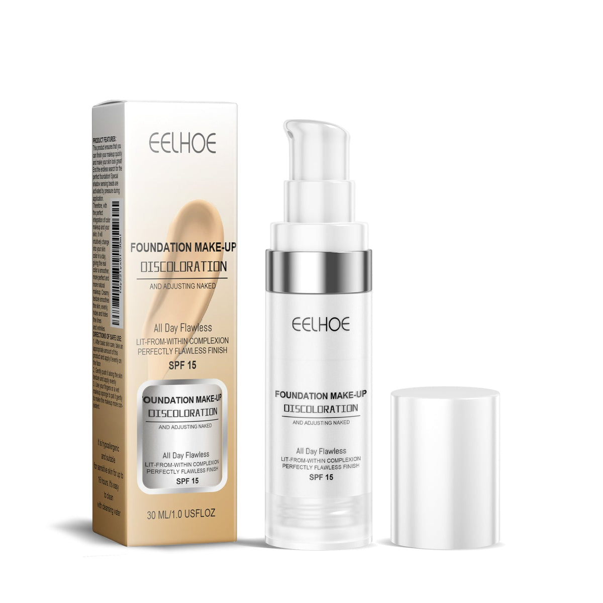 Color Changing Foundation, Long-Lasting Moisturizer, Soft, Brightening, Flawless Skin ,30ml