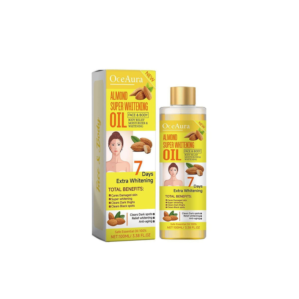 Body Essential Oil, Clear and Bright Skin, Moisturizing, Brightening, Soothing ,100ml