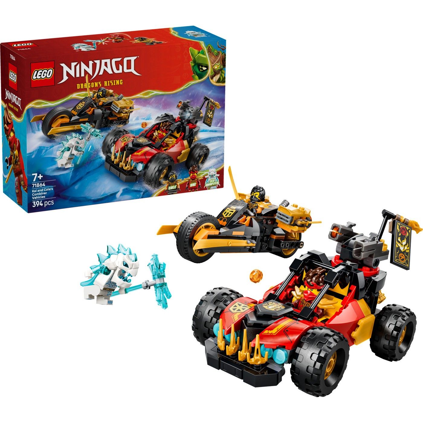 LEGO NINJAGO Kai and Cole's Combi Vehicles Building Set, 394 Pieces, Age 7+ Years