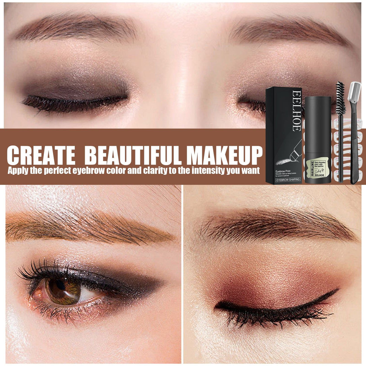 Brow Print Set, Waterproof Eyebrow Shaping Kit, Natural Hairline Powder, Easy Makeup, Perfect Brows ,1set