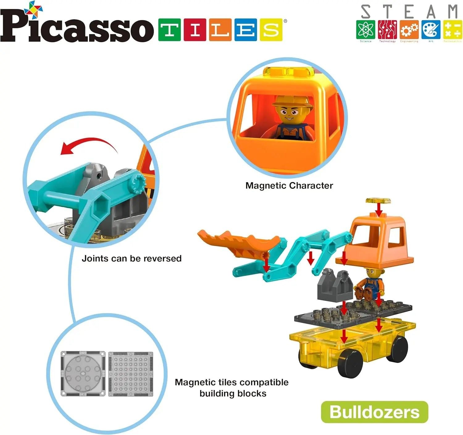 2-in-1 Car Base Excavator Set 16 pcs – PicassoTiles