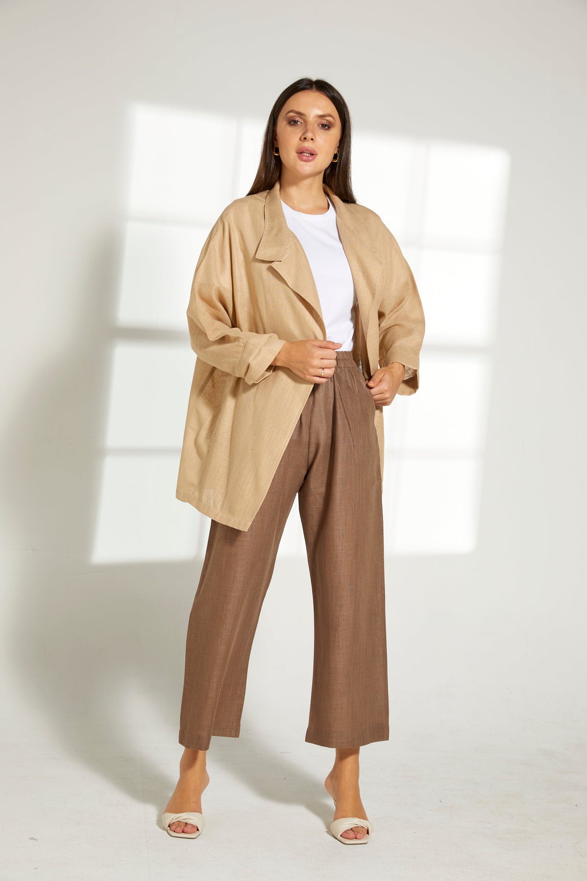MOiSTREET Multicolor Linen Fabric Top and Pants Set