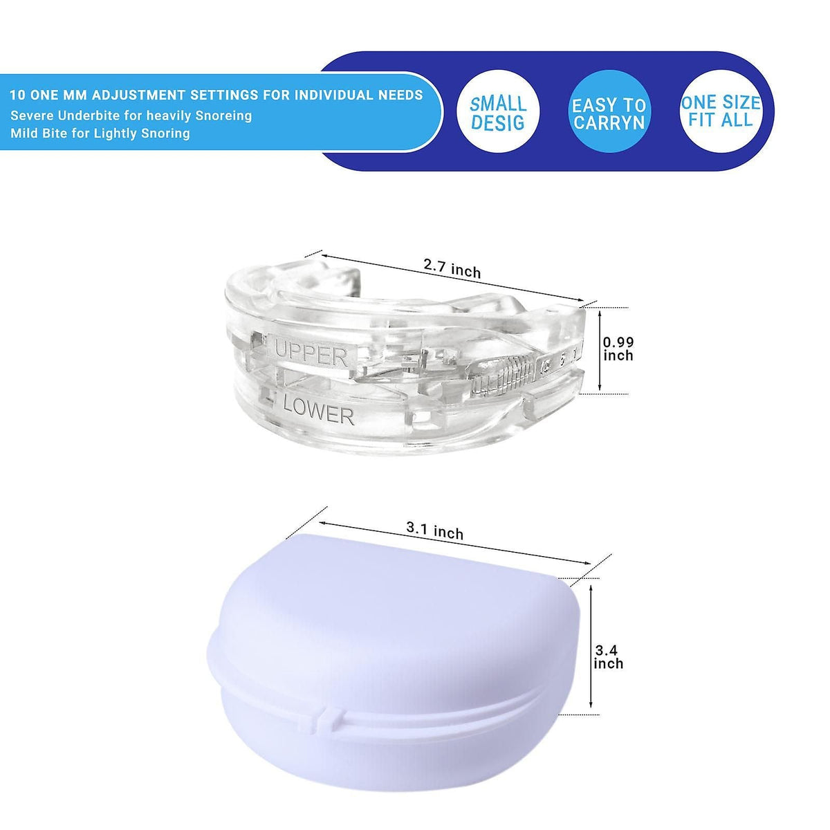 Adjustable Anti-Snoring Mouthpiece - Nighttime Teeth Mouthguard for Bruxism and Sleeping Bite Guard Sleep Peacefully